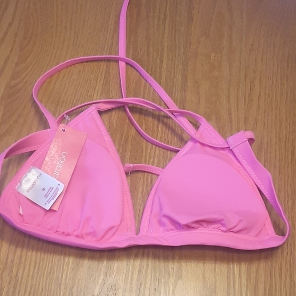 xhilaration Bikini Top Crochet Pink Triangle Crochete Size Medium - Picture 7 of 7